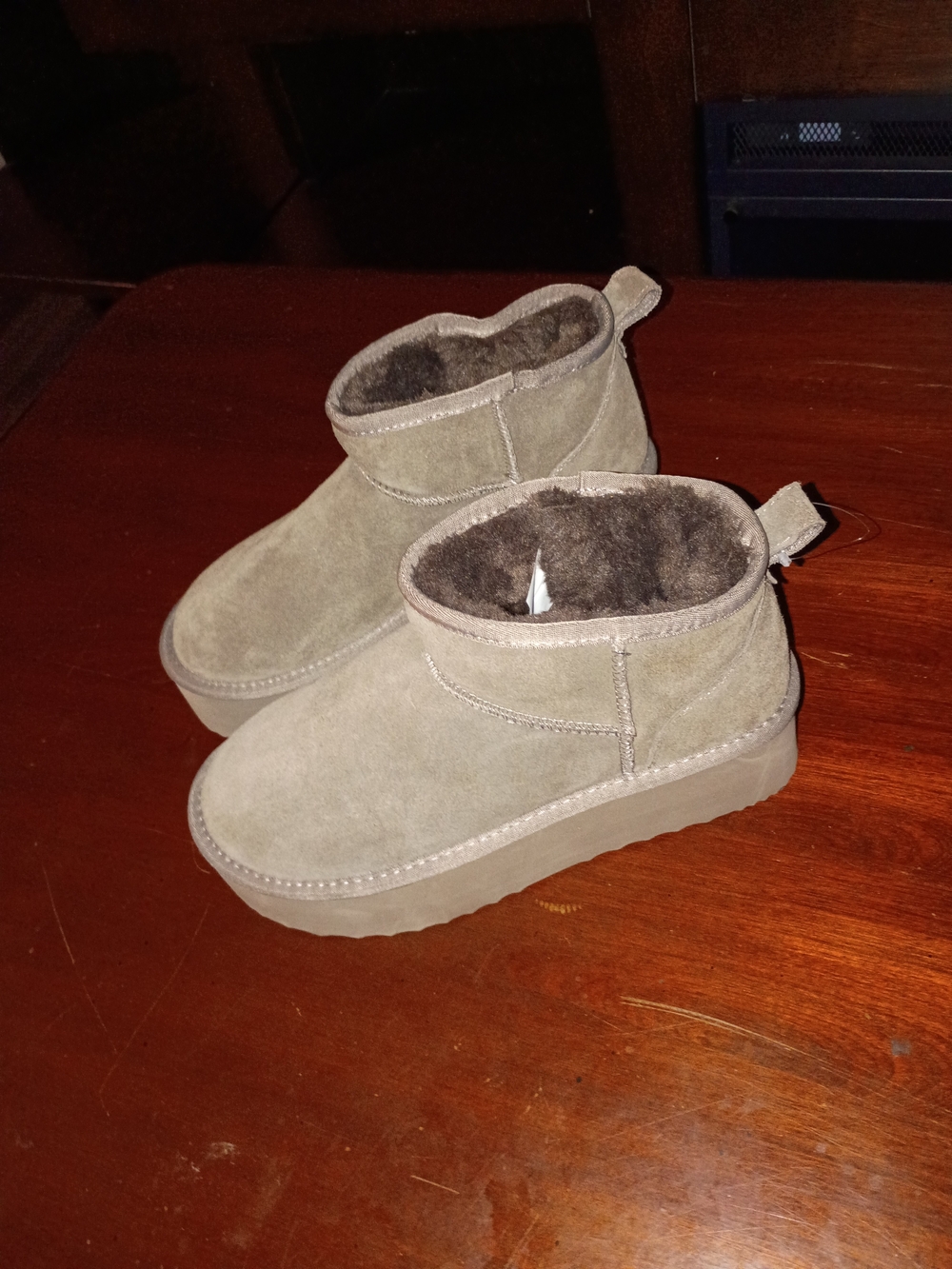 Kids Cozy Fleece-Lined Ankle One-Piece Boots - Taupe